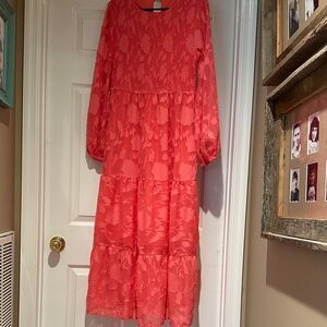 Mitilly Vibrant Coral Lace Dress-purchased on Amazon for $45-SFAF